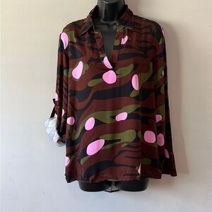 Womens patterned blouse Long Sleeve Stretch size small